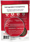 Detailed look at the back of Open Farm Dehydrated Beef Dog Treats bag showing full transparency.