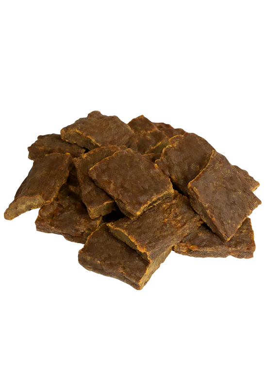 Close-up view of Open Farm Dehydrated Pork Dog Treats showcasing texture and quality.