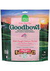 Front of Goodbowl Wild-Caught Salmon Freeze Dried Topper package, highlighting 70% protein from sustainably sourced wild-caught fish and six simple ingredients.