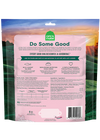 Back of Open Farms Goodbowl Wild-Caught Salmon Freeze Dried Topper package, detailing ingredients, nutritional information, and six simple, traceable ingredients.