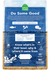 Back of Open Farm Whitefish kibble bag with feeding details and ingredient transparency.