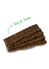 Close-up of Open Farm Grass-Fed Beef Jerky Strips highlighting texture and protein content.