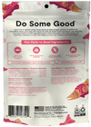 Back of Open Farm Salmon Jerky Strips bag showing nutritional details and recyclable packaging.