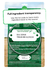 Full ingredient list for Open Farm Homestead Turkey, ensuring transparency and ethical sourcing.