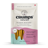 A clear image of Crumps - Plaque Busters Original Dental Sticks packaging, highlighting the natural ingredients, plaque-fighting benefits, and grain-free formula.