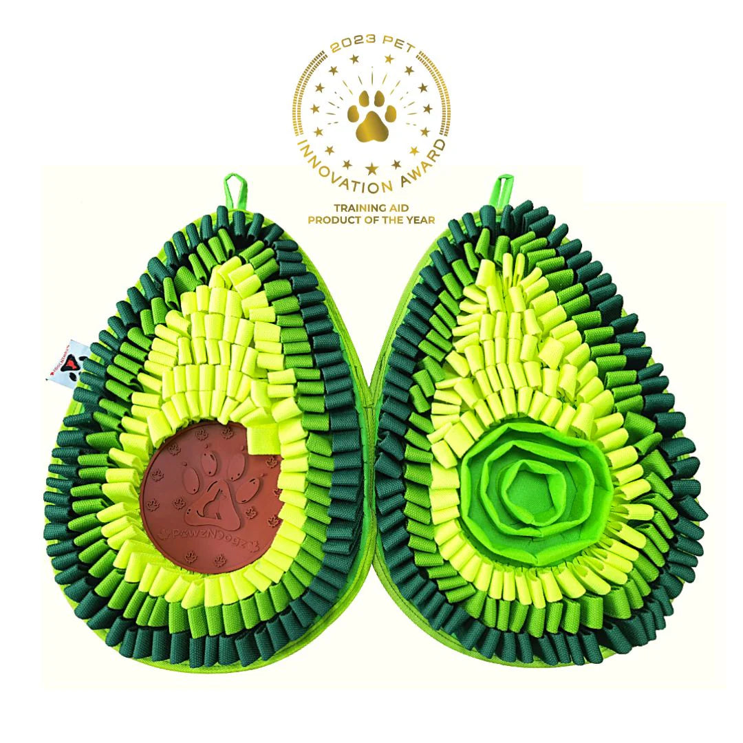 The Pawz N Dogz Snuffle Mat - Delicious Avocado - Level 3 is a durable, interactive dog enrichment toy designed for mental stimulation and slow feeding.