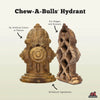 Visual highlighting the benefits of Red Barn Chew-a-Bull Hydrant chews, emphasizing natural ingredients, ridged design, and no artificial colors or flavors.