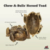 Image showcasing the benefits of Red Barn Chew-a-Bull Toad chews, including natural ingredients, no artificial additives, and tartar-reducing grooves.