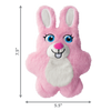 Image of KONG Snuzzles Kiddos bunny toy with size dimensions, showing ideal proportions for small and medium dogs.