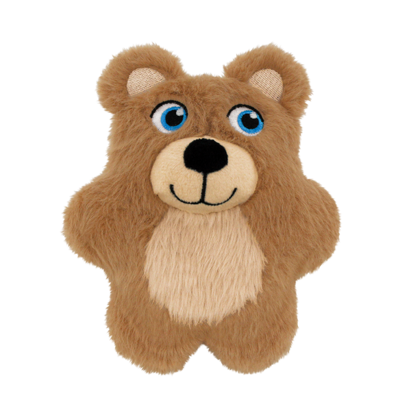 KONG Snuzzles Kiddos teddy bear toy with flat design and cuddly texture, perfect for gentle play and anxiety relief.