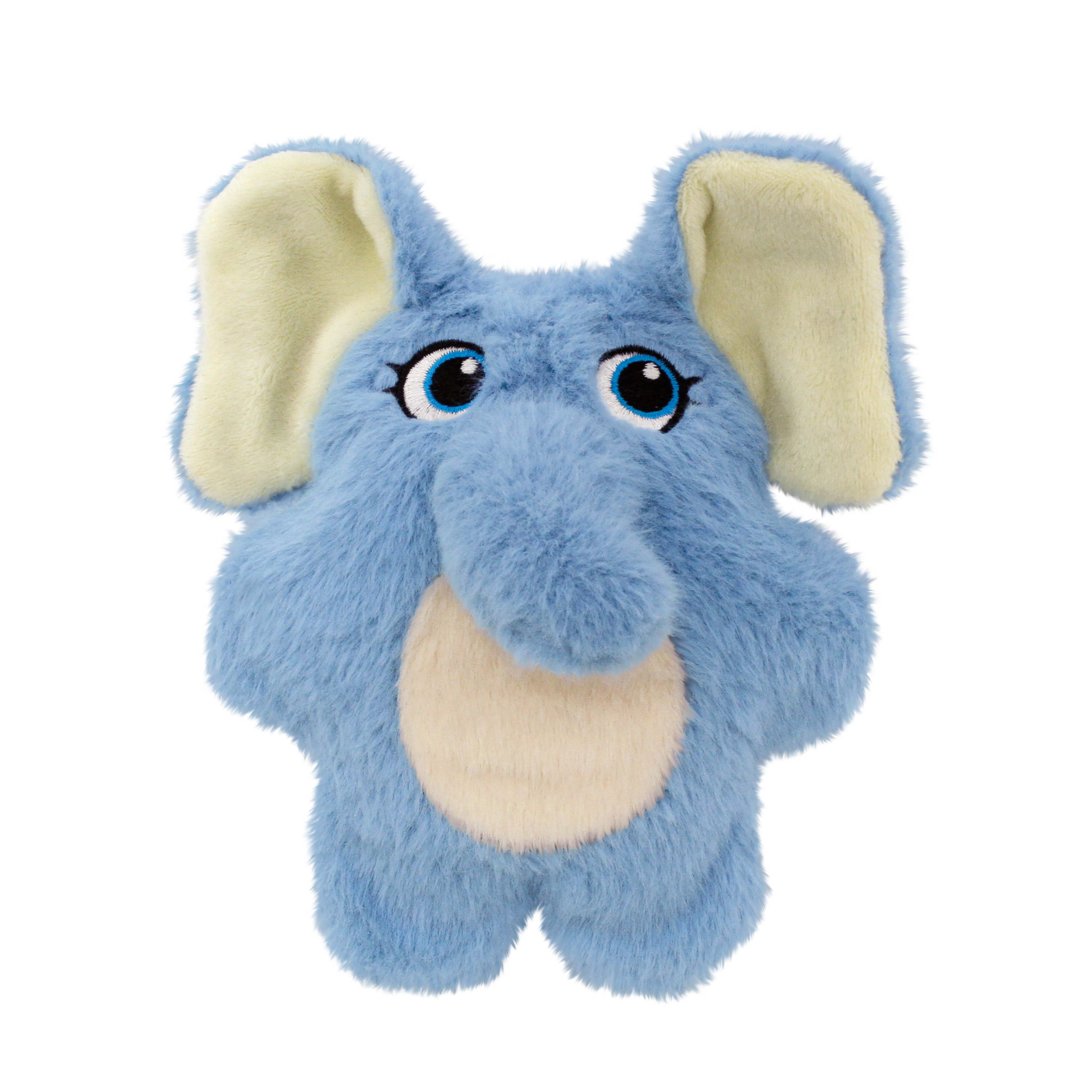 KONG Snuzzles Kiddos elephant toy offering full-body squeaks and soft comfort, great for snuggles and sensory enrichment.