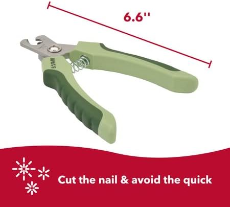 The Safari Professional Dog Nail Trimmers (Large, 6.6 inches) are designed for larger breed dogs and puppies. The stainless steel blades offer precision cutting, ensuring a clean and smooth trim every time. The non-slip grip enhances control, while the safety stop feature minimizes the risk of cutting too close to the quick.