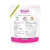 Back view of Smack Dehydrated Raw Dog Food - Very Berry Chicken bag highlighting nutritional information and ingredients.