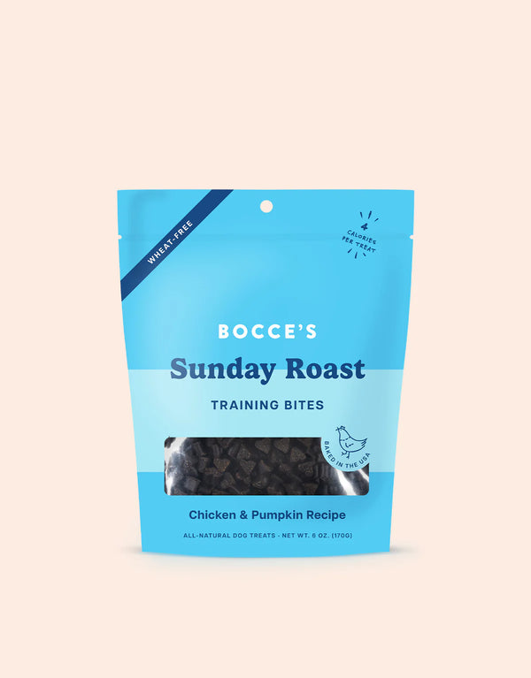 Bag of Bocce's Bakery Training Treats - Sunday Roast with savoury chicken and pumpkin flavours.