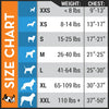 Size chart for ThunderShirts showing various dog breeds and weight ranges, helping pet owners select the perfect fit for anxiety relief and comfort.