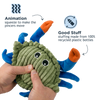 Tall Tails 9” Animated Crab Plush Toy with squeaker sewn into pouch, reinforced mesh for longer-lasting play, and eco-friendly stuffing made from recycled bottles