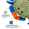 Tall Tails 9” Animated Crab Plush Toy with squeaker sewn into pouch, reinforced mesh for longer-lasting play, and no batteries needed for action