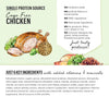 Visual display of The Honest Kitchen - Dehydrated Dog Food - Limited Ingredient Chicken's single source protein and six whole food ingredients, showcasing free-range chicken.
