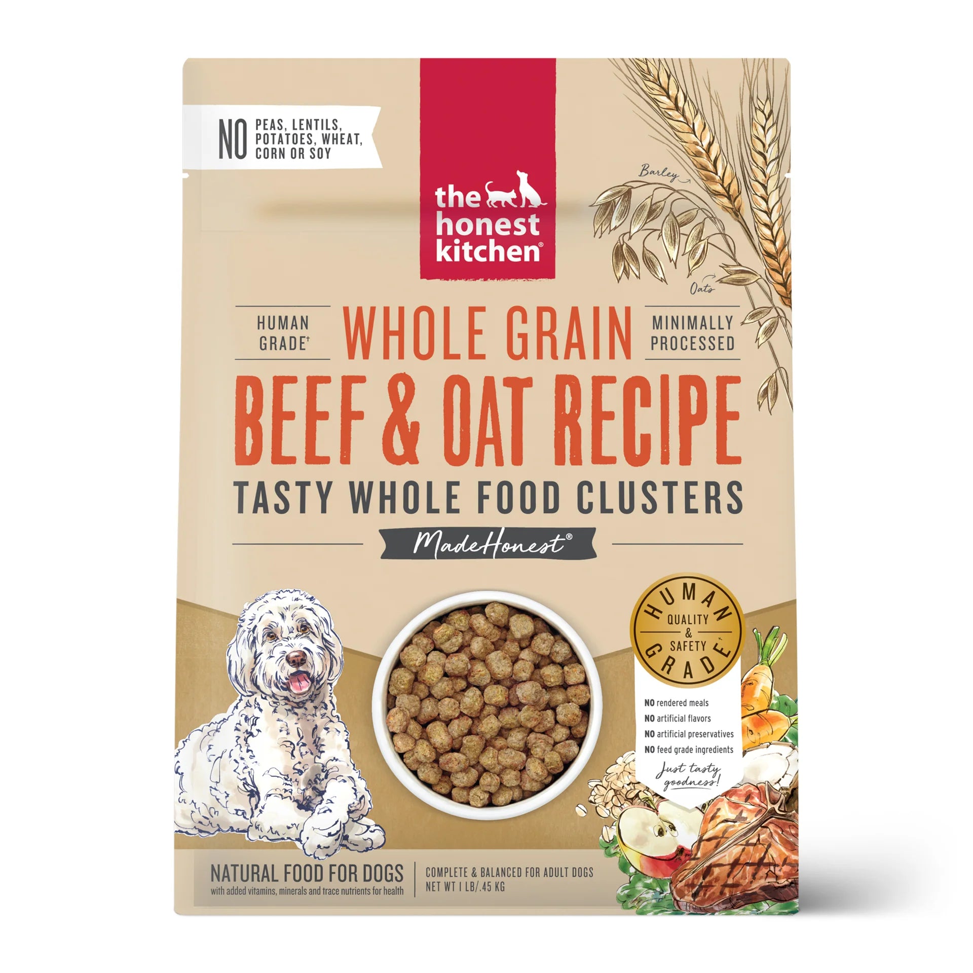 The Honest Kitchen Whole Food Clusters - Whole Grain Beef & Oat Dog Food - Front Packaging