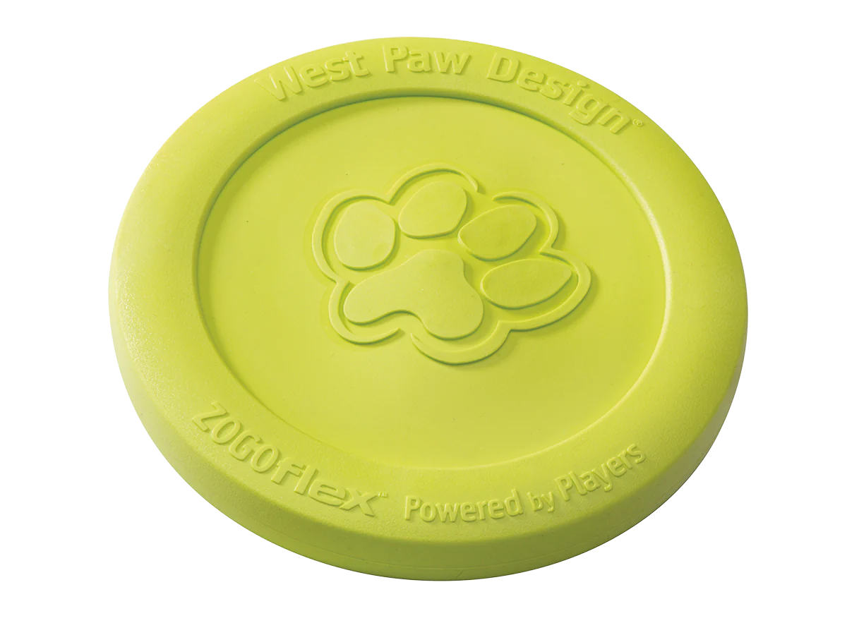 West Paw Zisc dog toy in green - made from eco-friendly Zogoflex® material.