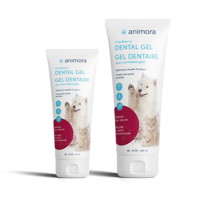 Animora's Cranberry Dental Gel: Image showing two different sizes of the product, providing options for pet owners.