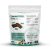 Back of Healthybud Beef Lung Dog Treats bag displaying the nutritional information and ingredient list, emphasizing that the treats are made from 100% beef lung with no additives or preservatives. Highlights the high protein and iron content that supports strong muscles, bone health, and vitality in dogs while being light, low-fat, and easily digestible for everyday feeding or training rewards.