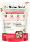 "Back view of Open Farm Freeze-Dried Beef Liver Dog Treats bag showing ingredients and certifications"