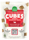 "Front view of Open Farm Freeze-Dried Beef Liver Dog Treats bag showing branding and details"