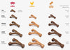 Benebone Wishbone in all available sizes and flavours: small, medium, large, and giant, with options in bacon, chicken, and peanut butter.