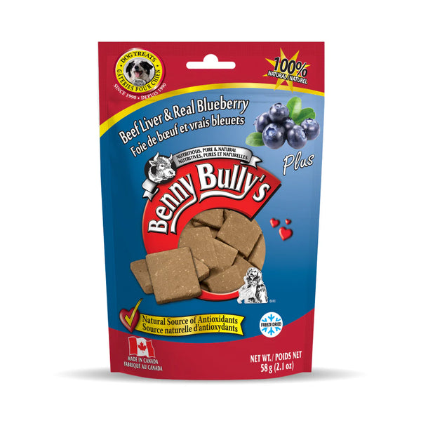 Front view of Benny Bullys - Beef Liver + Blueberry bag showcasing the product label.