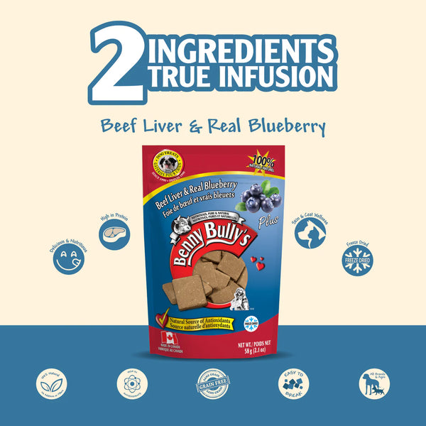 Image illustrating the health benefits of having only two ingredients: beef liver and blueberries