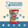 Graphic showing the benefits of using only two ingredients: beef liver and coconut