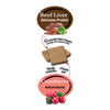 Close-up view of Benny Bullys Beef Liver + Cranberry treats showing texture and size
