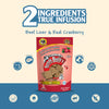 Graphic showing the benefits of using only two ingredients: beef liver and cranberries