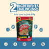 Graphic showcasing the benefits of using only two ingredients: beef liver and kelp