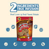 Image illustrating the health benefits of having only two ingredients: beef liver and sweet potato.