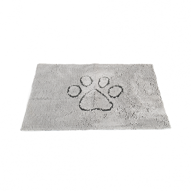 A high-quality image of the Dirty Dog Door Mat in misty grey, showcasing its colour and design.