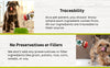 Raised Right - Shake - A - Flakes: Image highlighting the preservative-free and traceable nature of the product, offering transparency for pet parents.