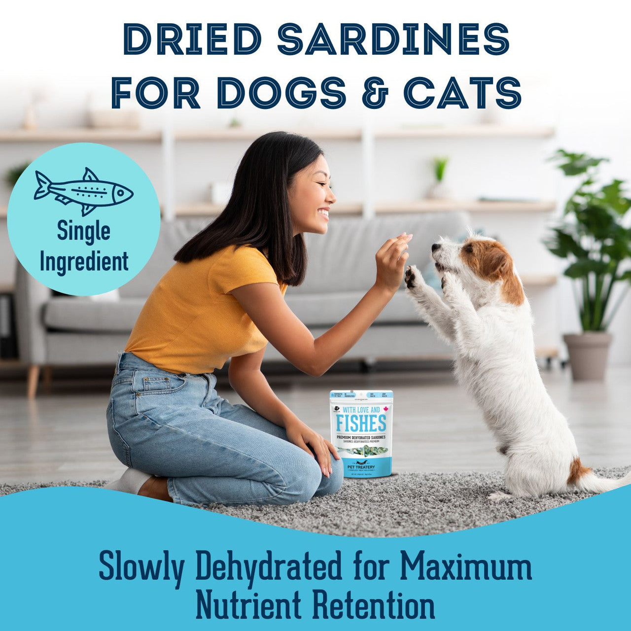 100% single-ingredient sardine treat, ideal for dogs with food sensitivities or allergies