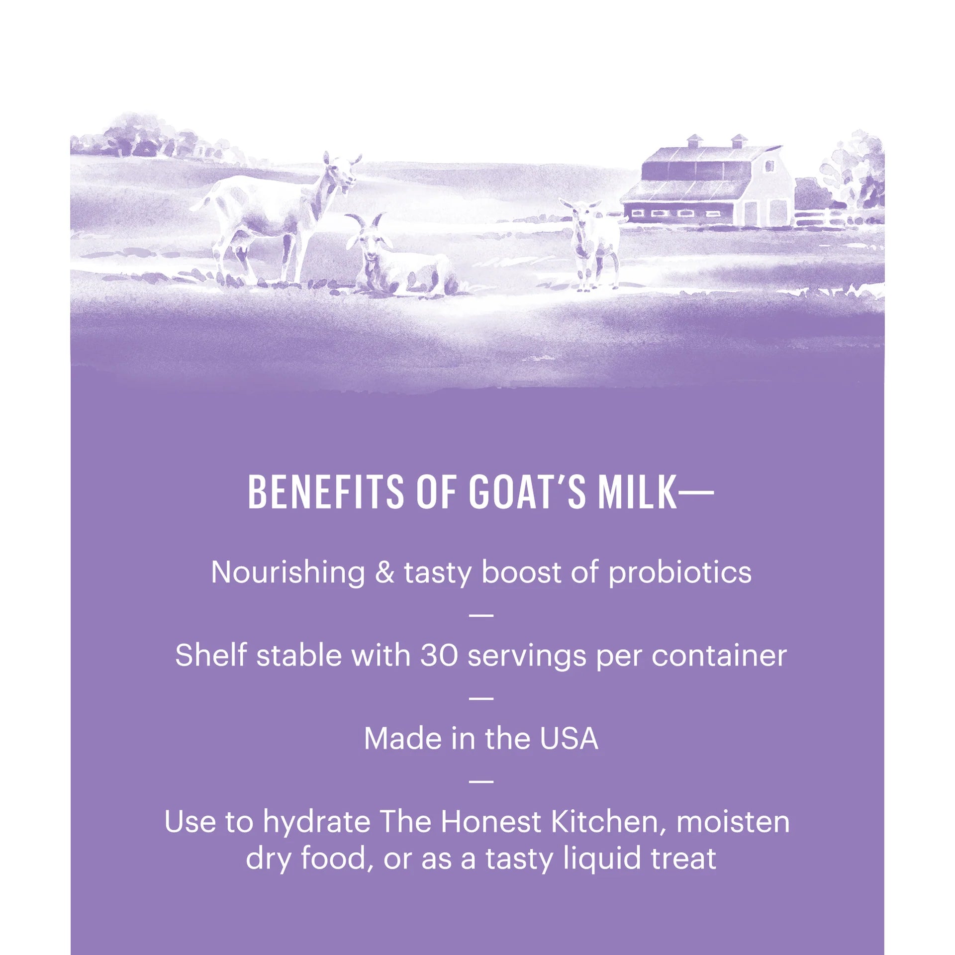 Image detailing the health benefits of goat's milk for dogs, including digestive support and immune health.