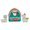 Image showing the Outward Hound Hide A Llama plush puzzle toy with all three squeaky llamas visible inside the soft barn, offering interactive mental stimulation for dogs.