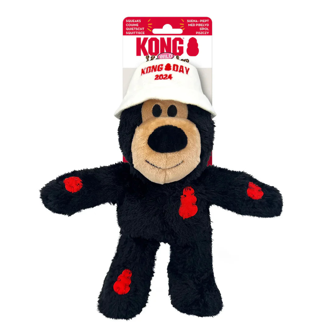 Image of the front of the Limited Edition KONG Day Wild Knots Bear in black, showcasing the special KONG Day 2024 design and durable features.
