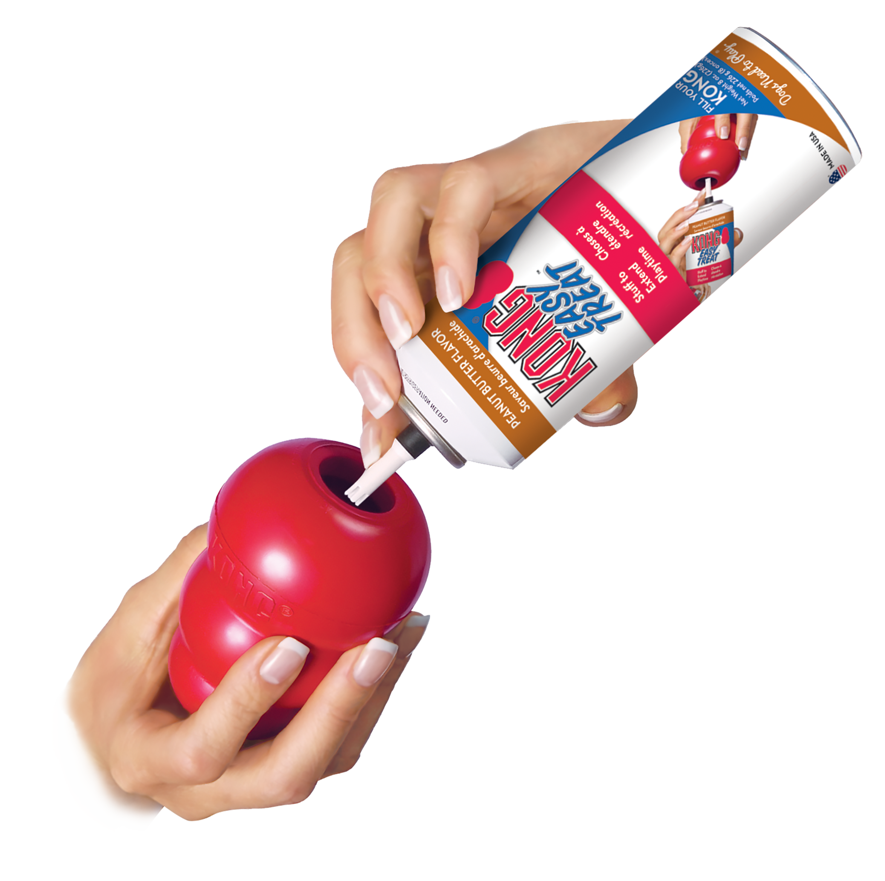 Image demonstrating how to stuff the Kong Classic with treats, enhancing its interactive play potential and keeping dogs engaged longer.