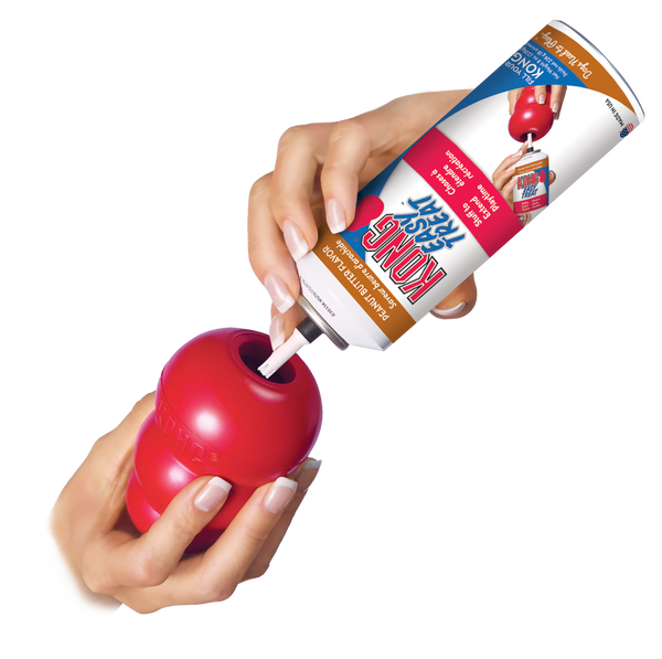 Image demonstrating how to stuff the Kong Classic with treats, enhancing its interactive play potential and keeping dogs engaged longer.