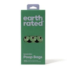 A 21-pack roll of Earth Rated Poop Bags, showcasing the easy-access packaging and eco-friendly design.
