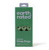 A 21-pack roll of Earth Rated Poop Bags, showcasing the easy-access packaging and eco-friendly design.