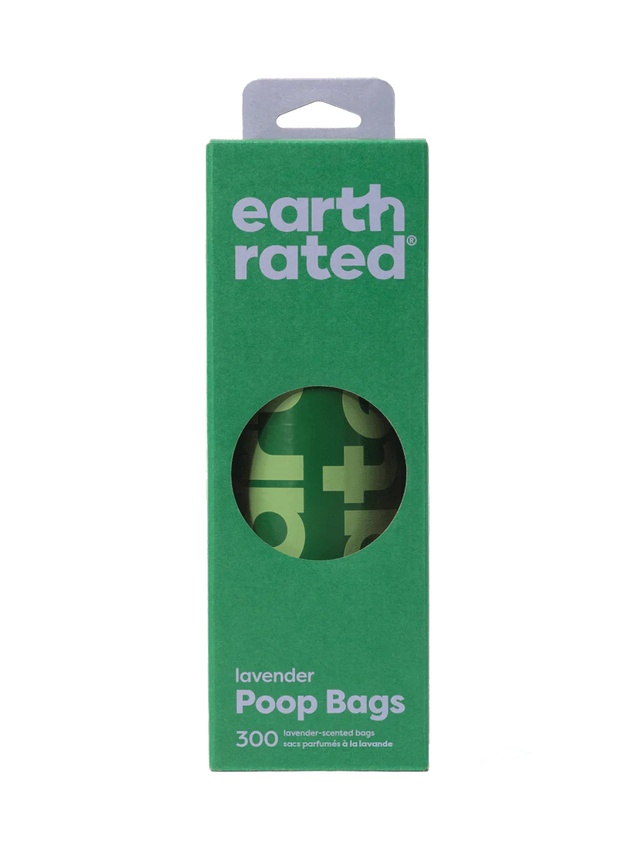 A bulk roll box of Earth Rated Poop Bags, perfect for high-volume use by multi-dog households.