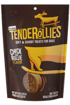 Front of the bag of Fromm Tenderollies - Chick-a-Rollie Flavour Dog Treats, featuring a colorful design with the product name and an image of the treats.