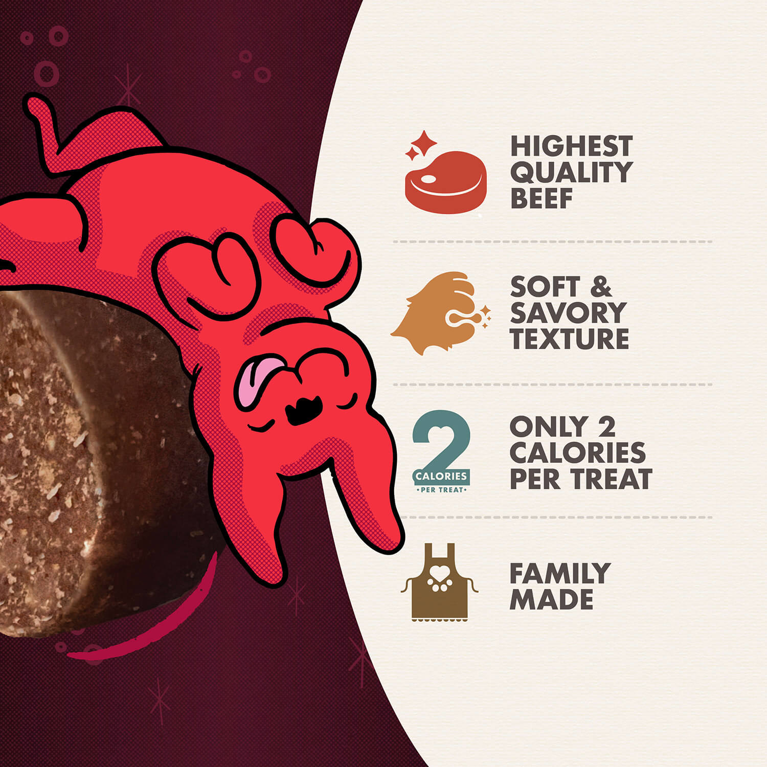 Close-up image of Fromm Tenderollies - Beef-a-Rollie Flavour Dog Treats, showcasing their soft and tender texture with a detailed view of the treat's surface.