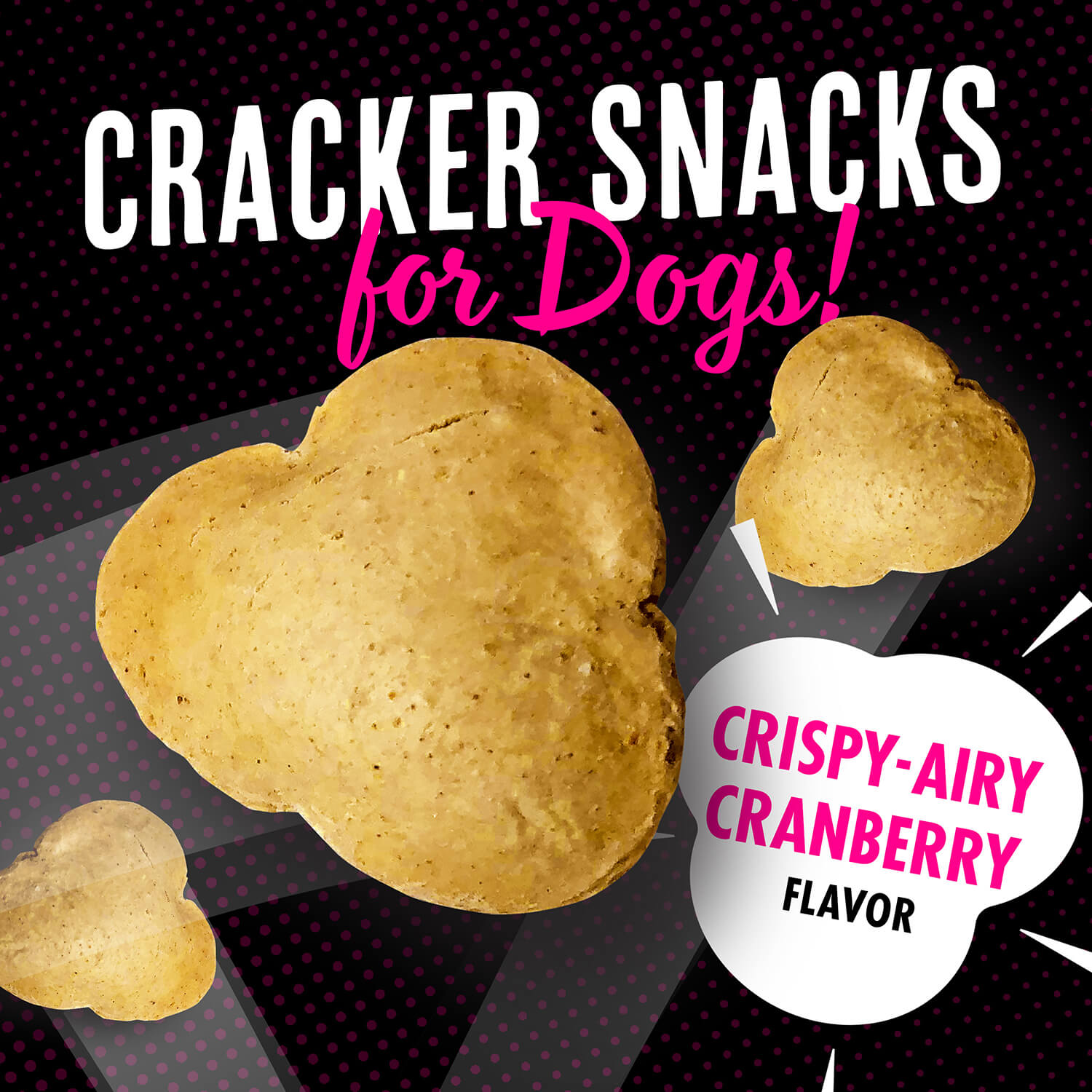 Close-up image of Fromm Pop'etts Crunchy Dog Treats - Crispy-Airy Cranberry Cracker Snacks, showing their light and crunchy texture.